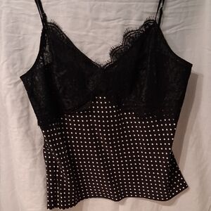 Rebecca Minkoff Black & White Polka Dot Lace Cami